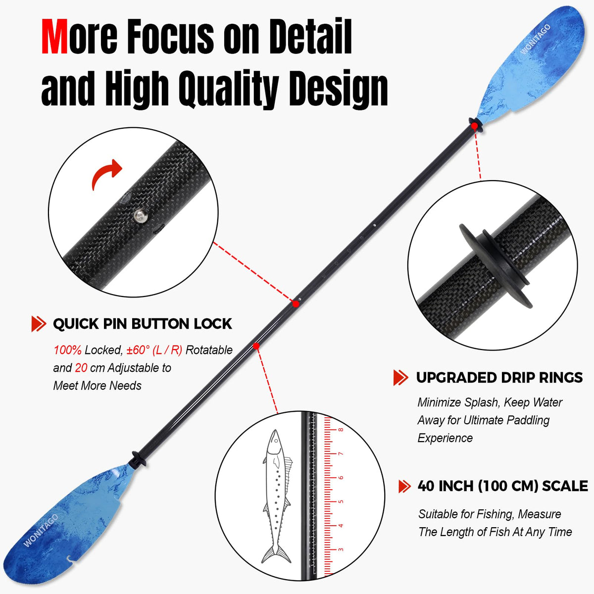 Adjustable Carbon Fiber Kayak Paddle A53851