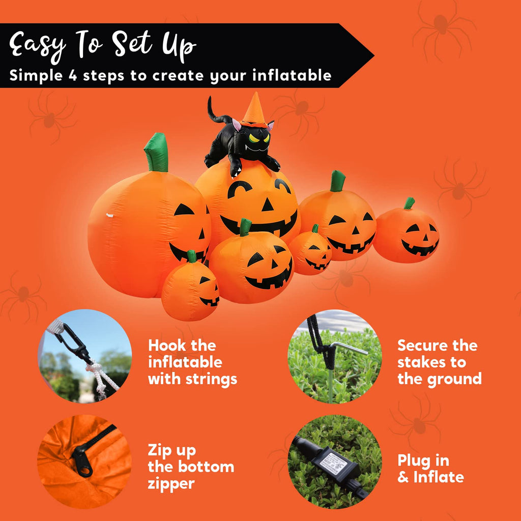 7 FT Long Halloween Inflatables Pumpkin Outdoor Decoration D149