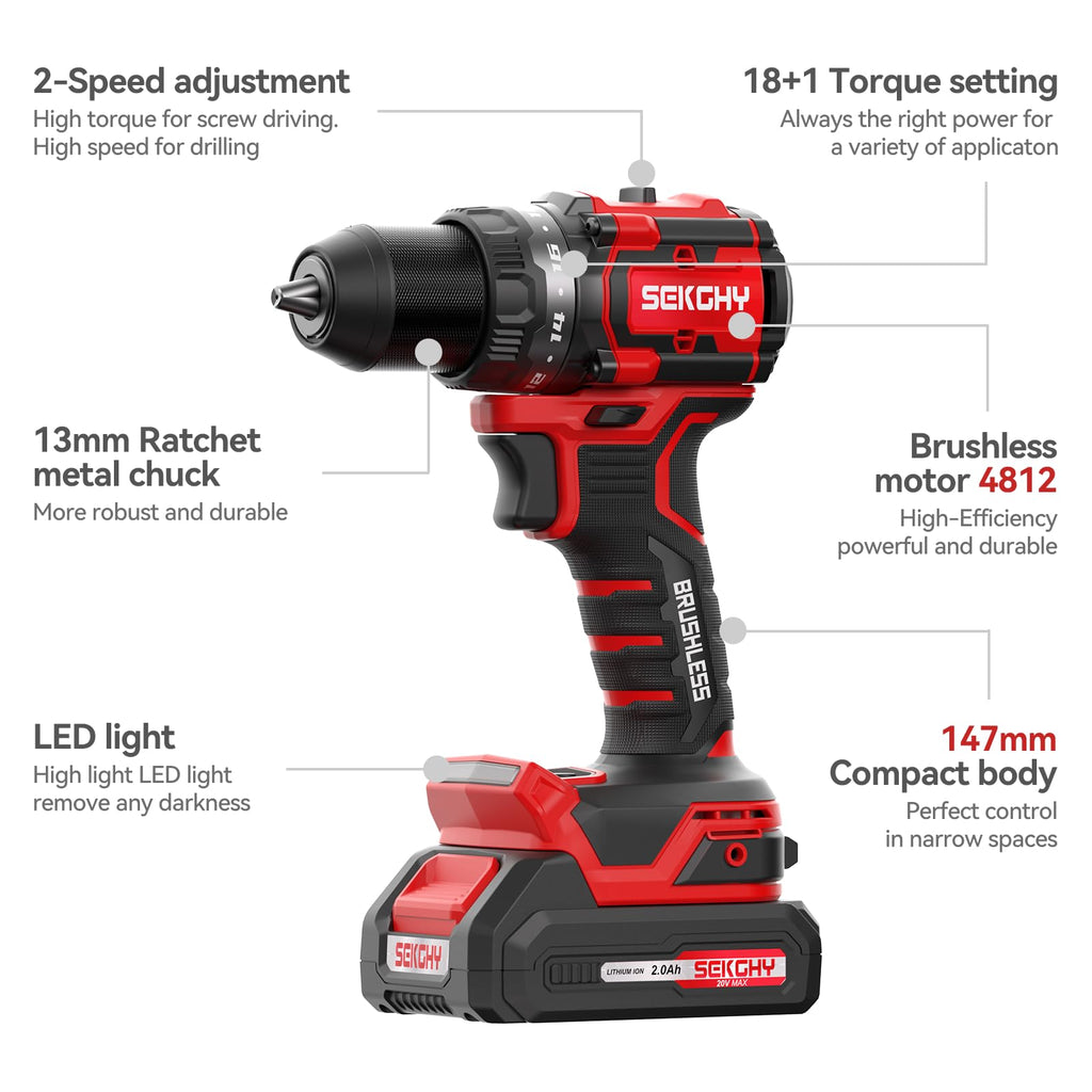 20V Cordless Drill Driver Kit with 2 Batteries U3918