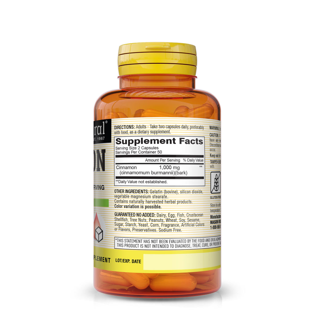 Cinnamon 1000 mg 100 Capsules Herbal Dietary Supplement S81584