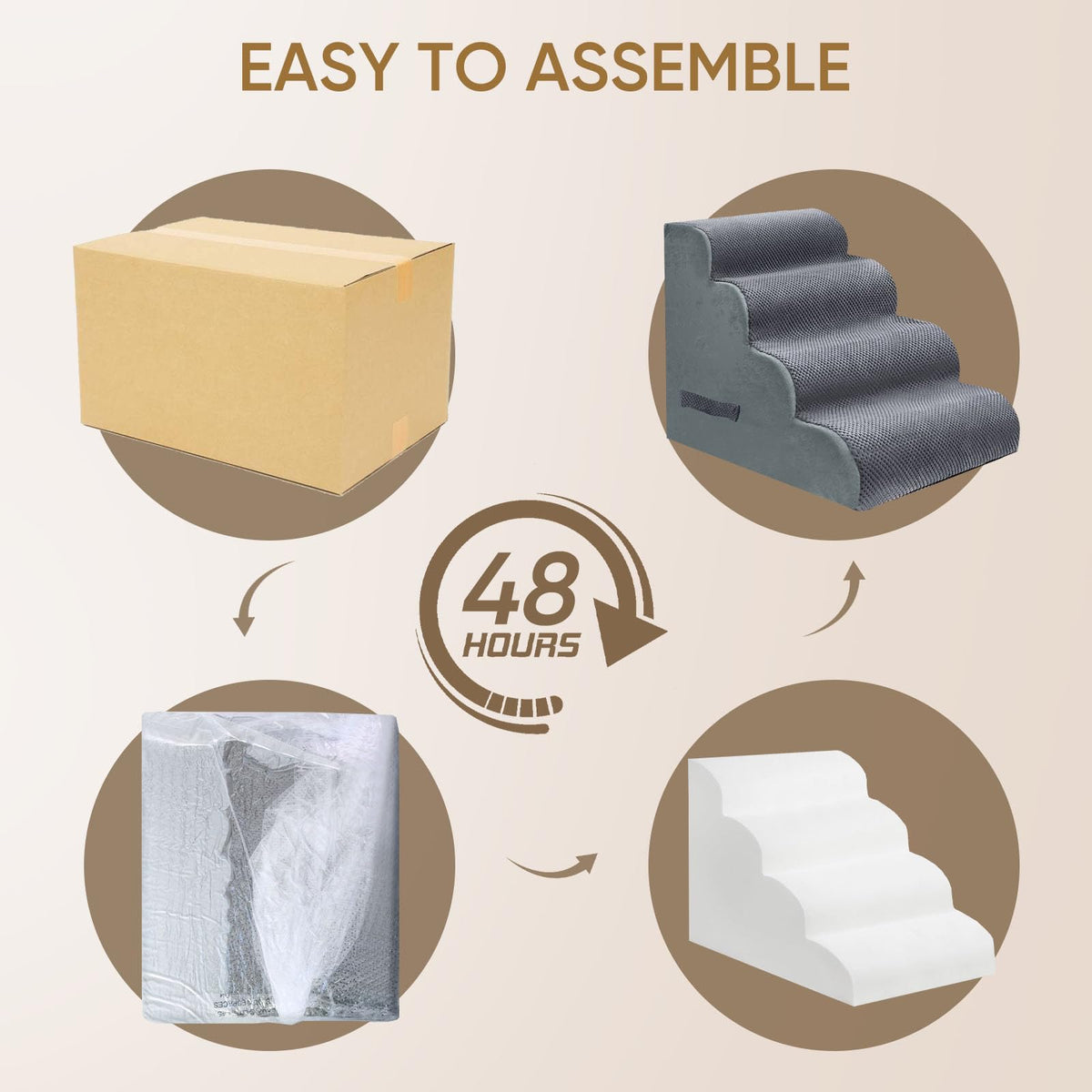 4-Step Grey Pet Stairs X45816