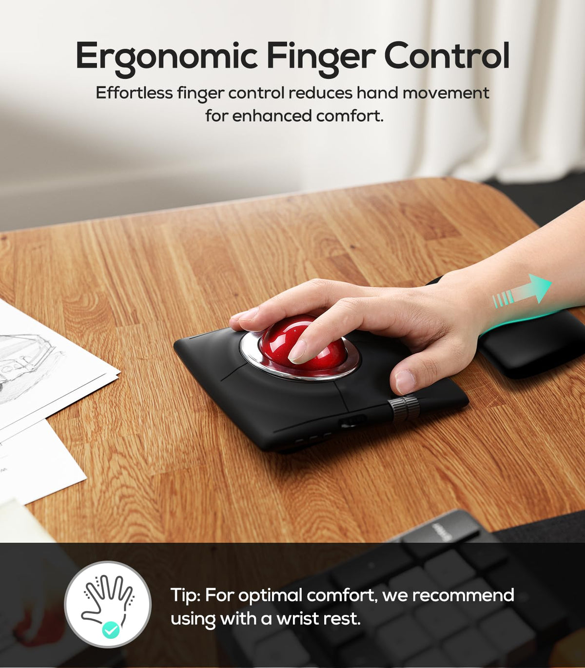 Wireless Ergonomic Trackball Mouse B82502