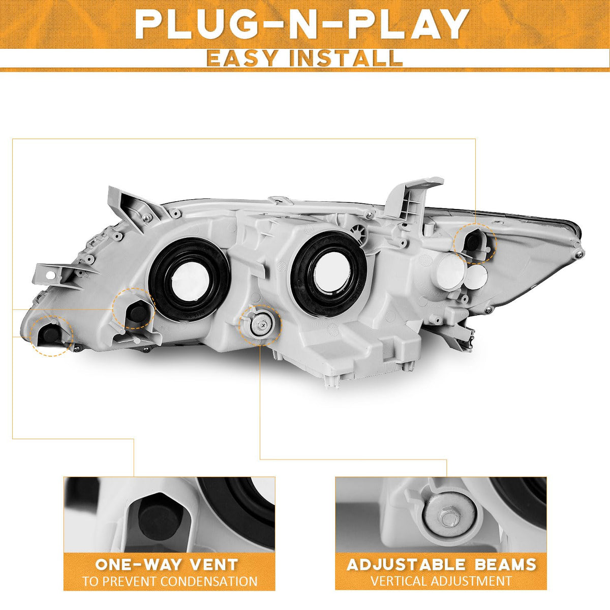 Anti-Fogging Headlights Assembly for Toyota Camry M155