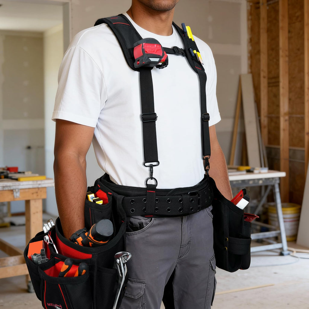 Tool Belt with Suspenders Heavy Duty Carpenter Apron X877901