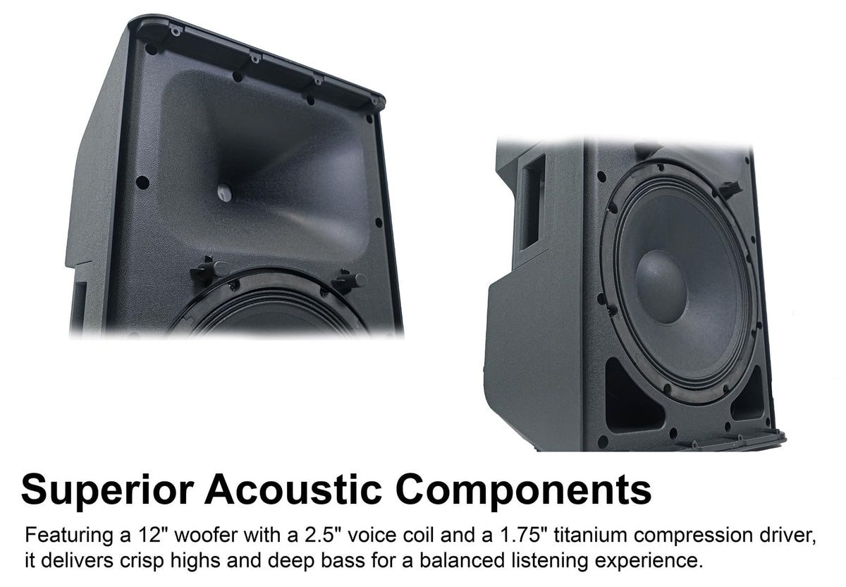 12" Powered DJ PA Speaker Pair with Stands U12542