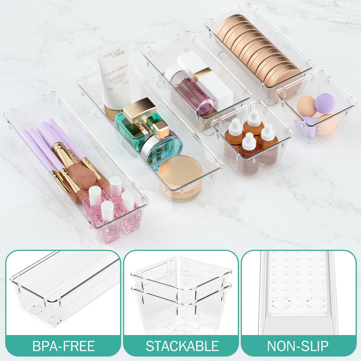 12 Pack Clear Drawer Organizer Set U549