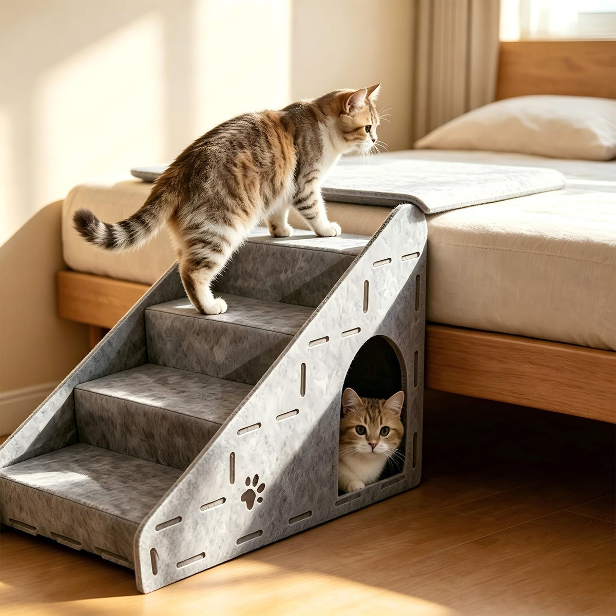 Felt 4-Step Foldable Pet Stairs W33145