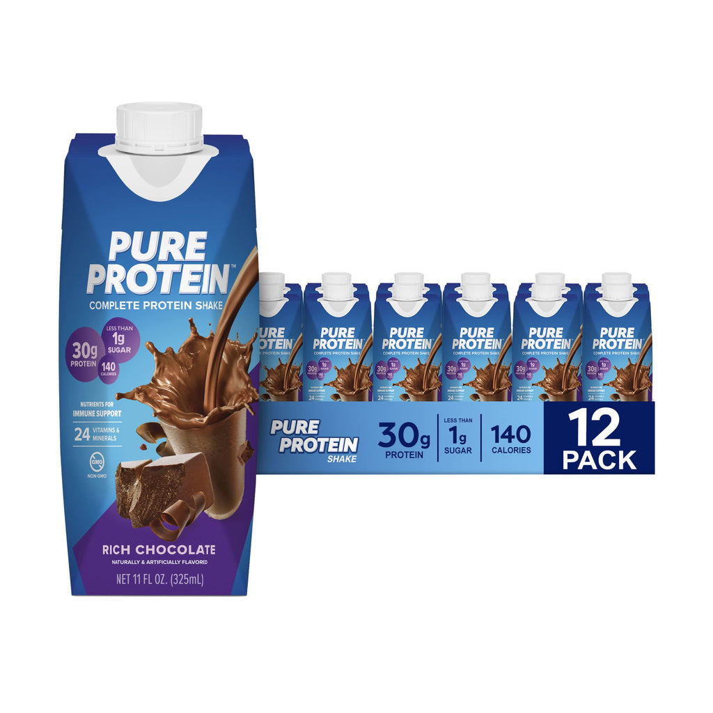 Chocolate and Vanilla Protein Shakes, 30g Protein, 11oz, 12 Pack W2815