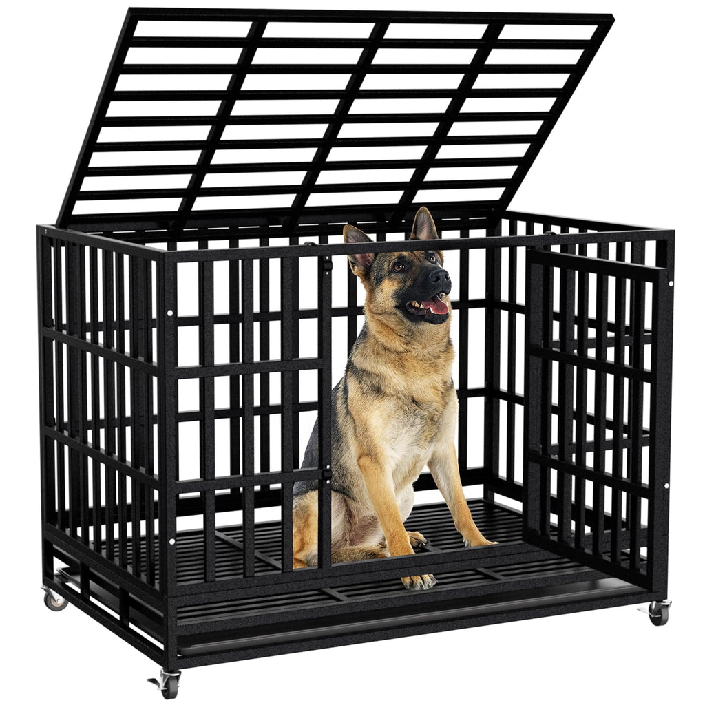 48 Inch Heavy Duty Dog Crate Kennel with Wheels O915212