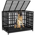 48 Inch Heavy Duty Dog Crate Kennel with Wheels O915212