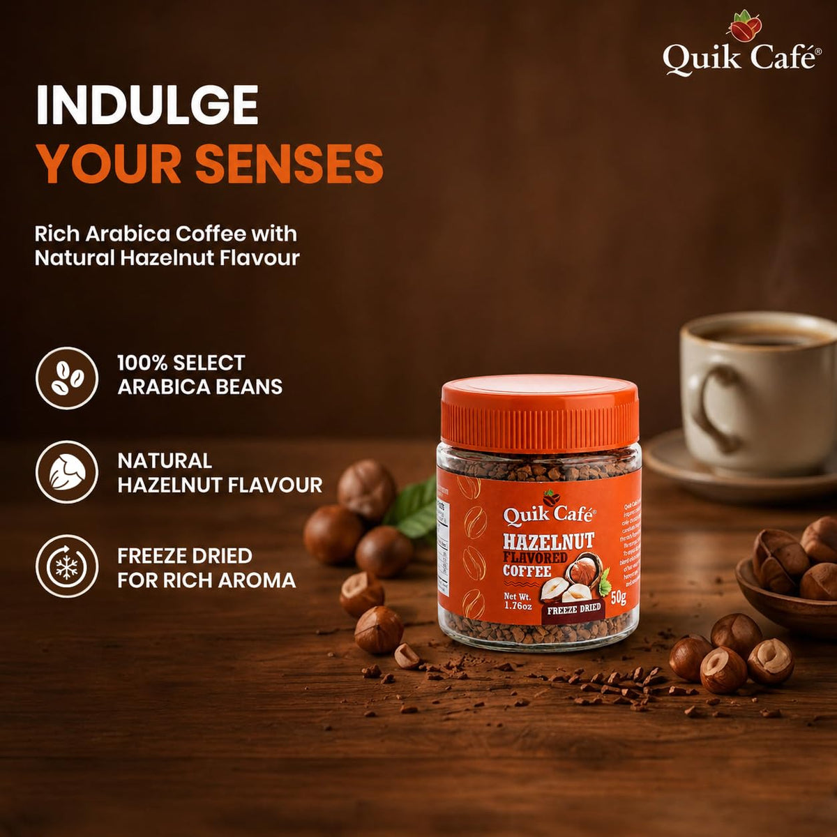 Hazelnut Freeze Dried Instant Coffee 1.76 oz F696155
