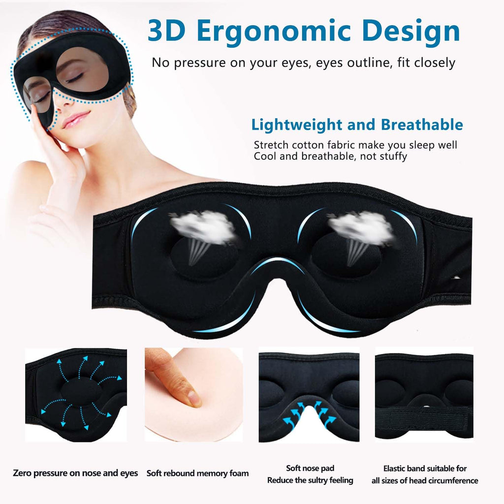Bluetooth Sleep Mask with Headphones 2-Pack H7479