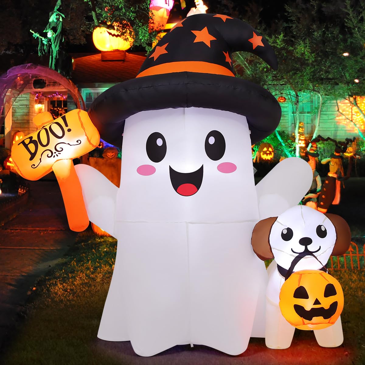 5 FT Halloween Inflatables Ghost with Built-in LEDs A527