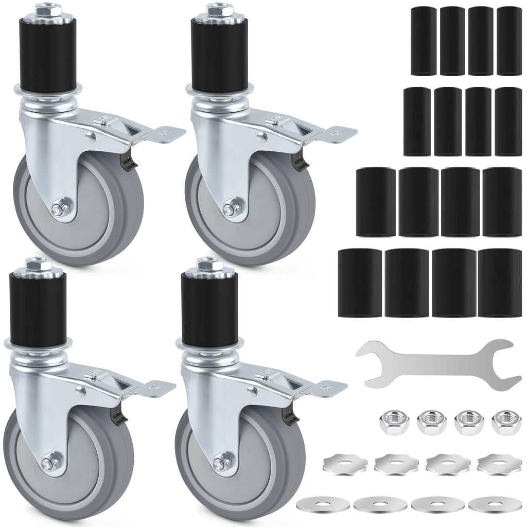4 Inch Heavy Duty Expanding Stem Caster Wheels Set with Brake H300