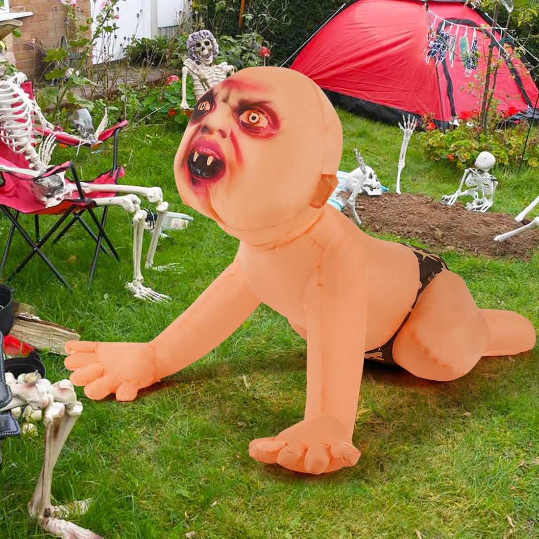 4 FT Inflatable Zombie with Built-in LEDs G489857