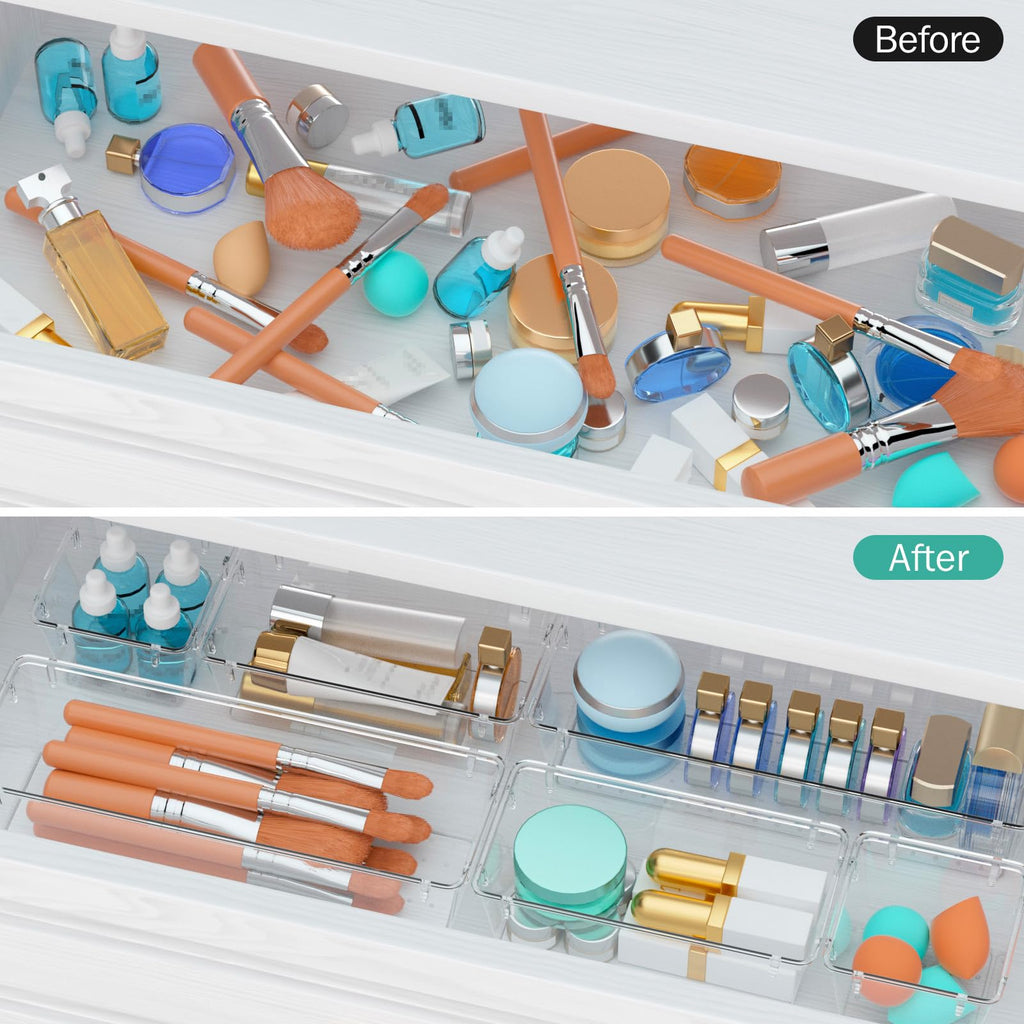 12 Pack Clear Drawer Organizer Set U549