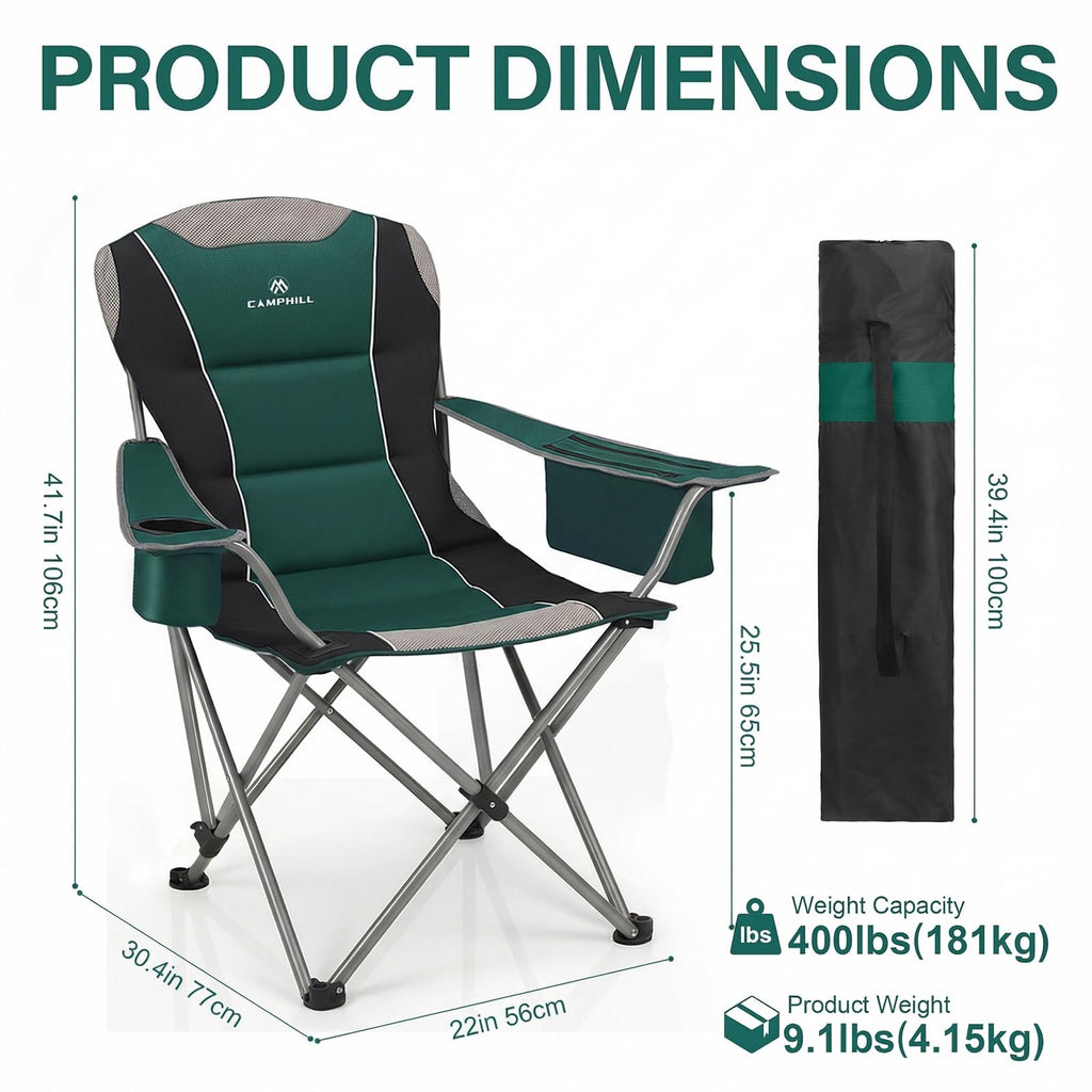 Oversized Folding Camping Chair with Cup Holder, 2 Pack W3972