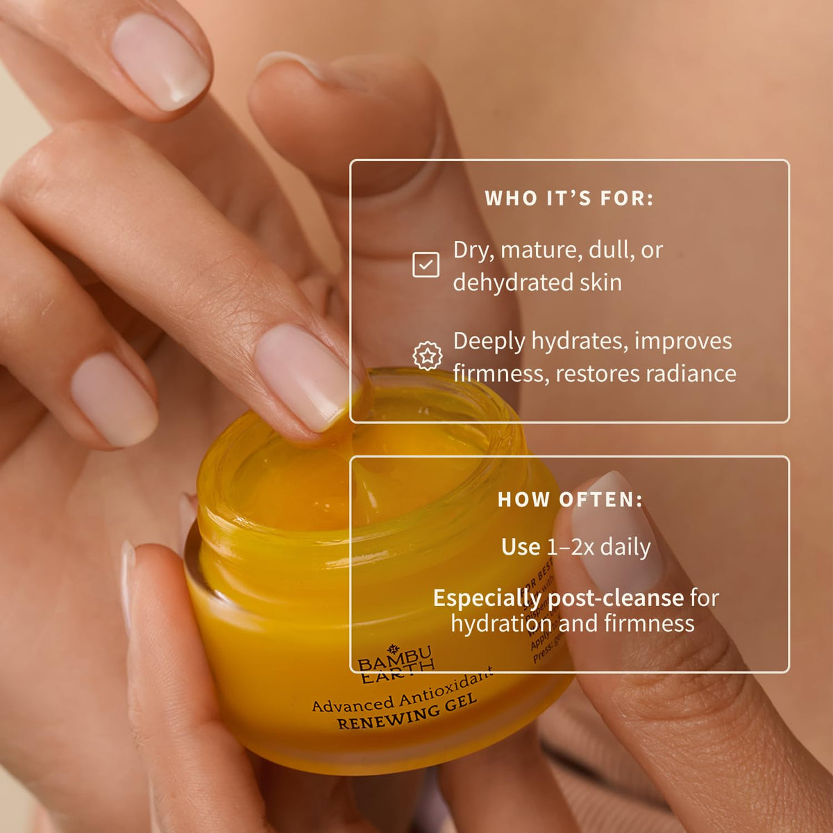 Antioxidant Renewing Gel Face Moisturizer with Bakuchiol Vitamin C Ester & Prickly Pear 1 oz Y417