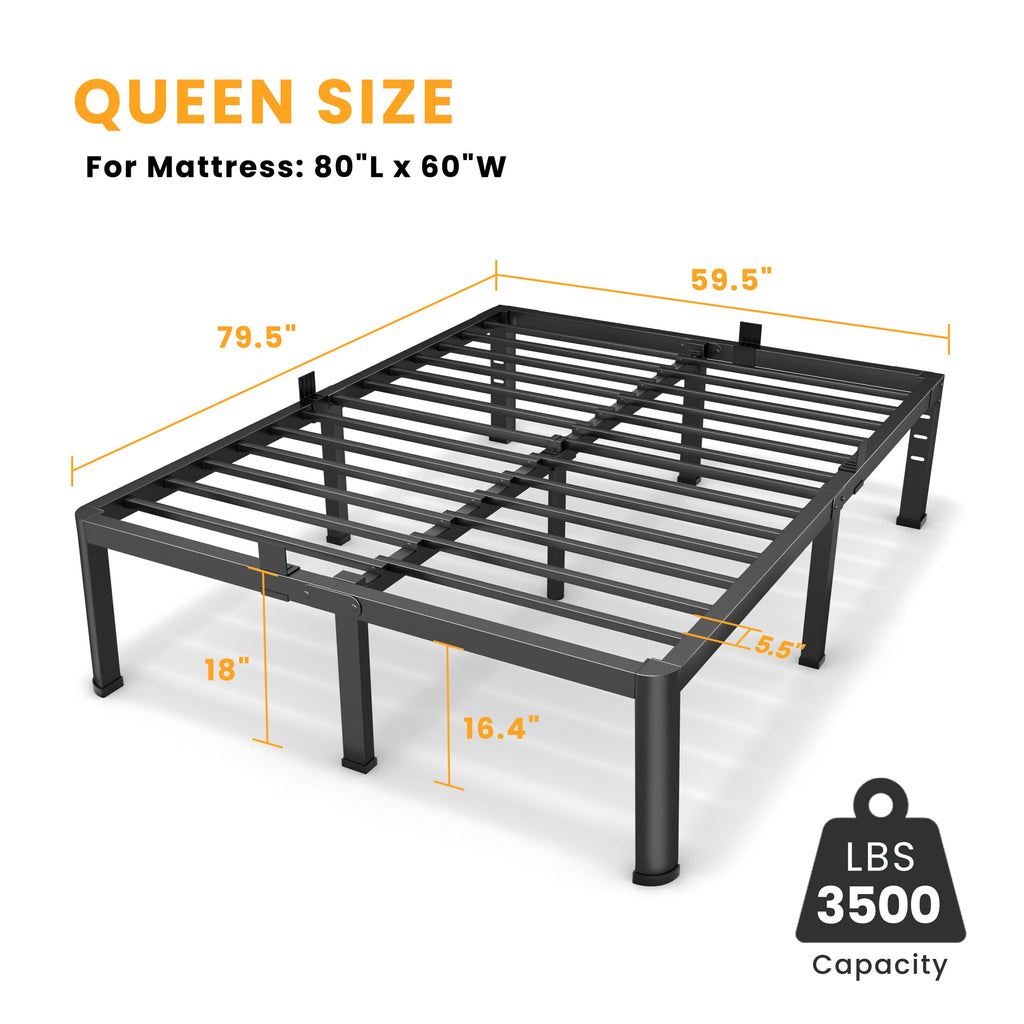 18 Inch Queen Size Metal Platform Bed Frame C98303