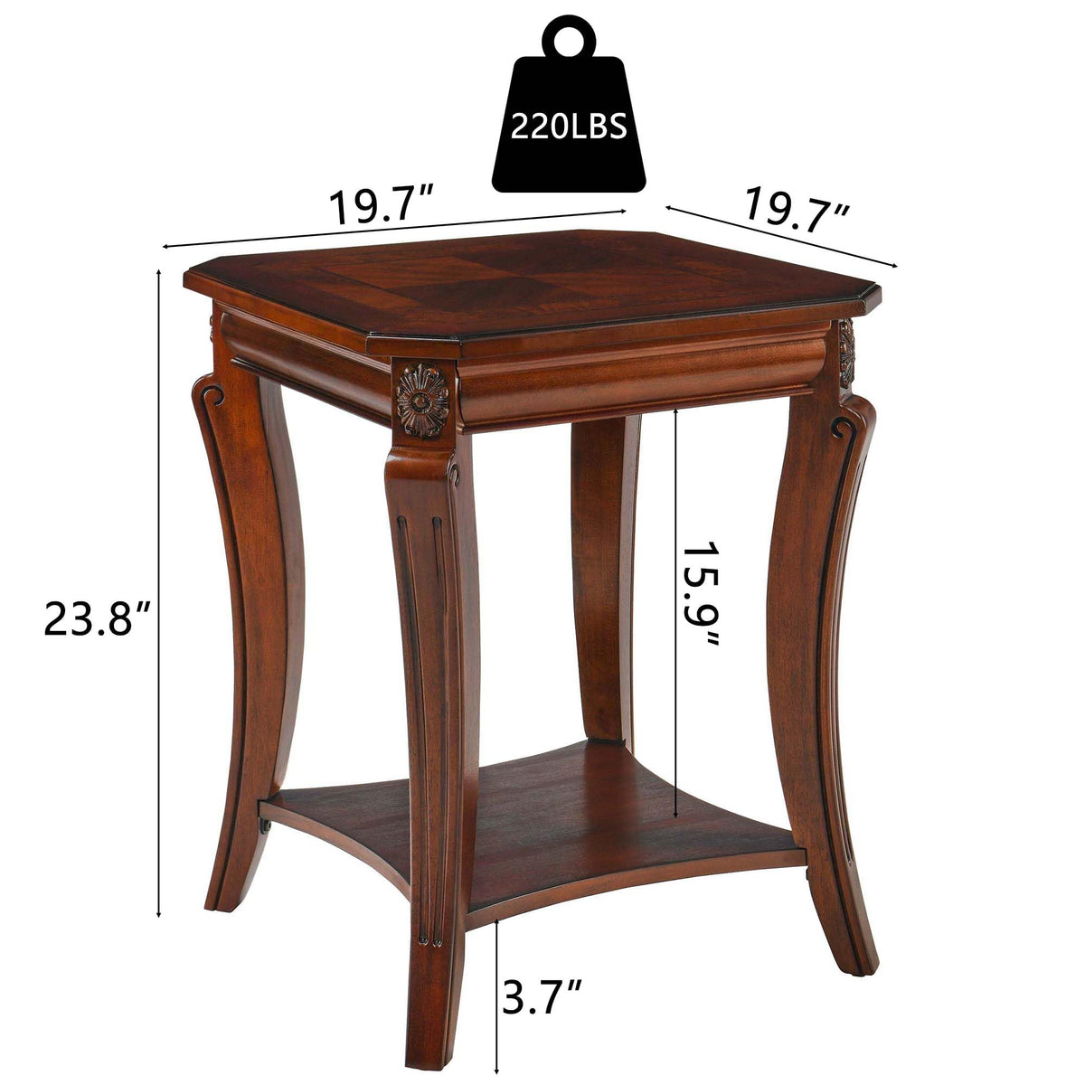 Cherry Brown Side Table with Storage Shelf N922