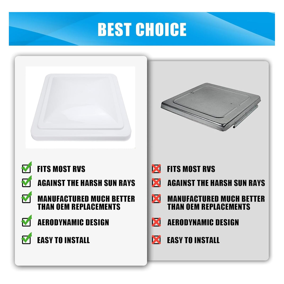 White 14in RV Roof Vent Cover O273