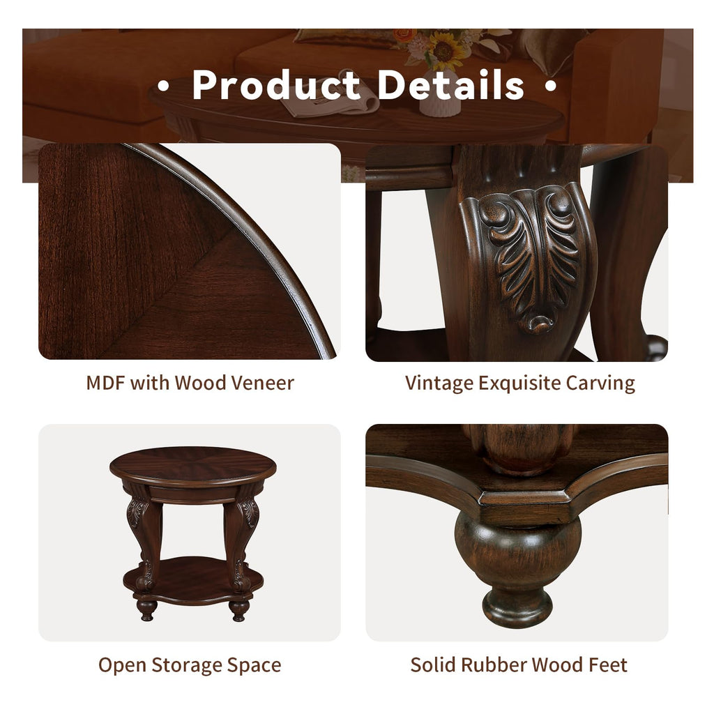2 Tier Round Wood End Table P452909