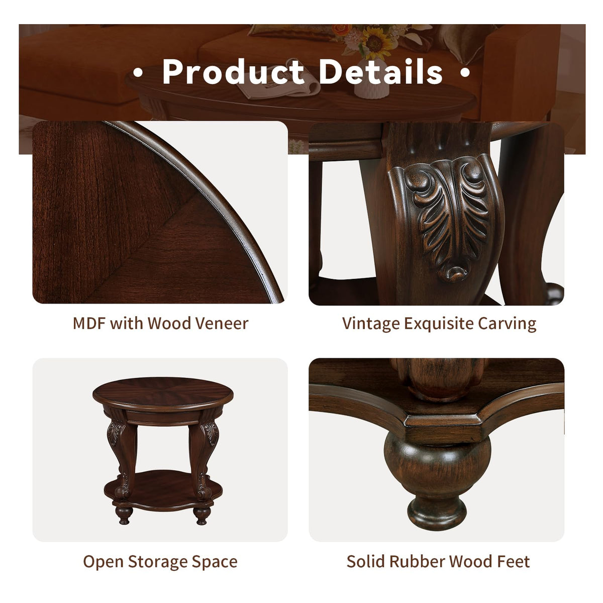 2 Tier Round Wood End Table P452909