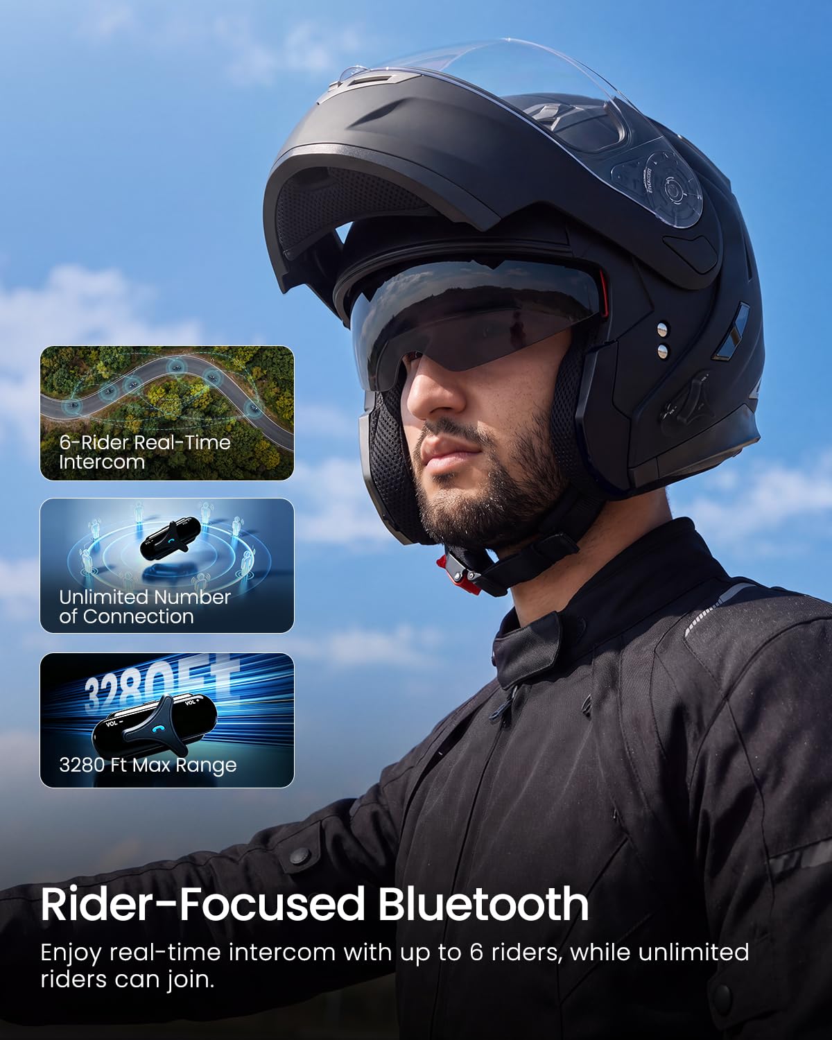 Bluetooth Integrated Modular Motorcycle Helmet O700348