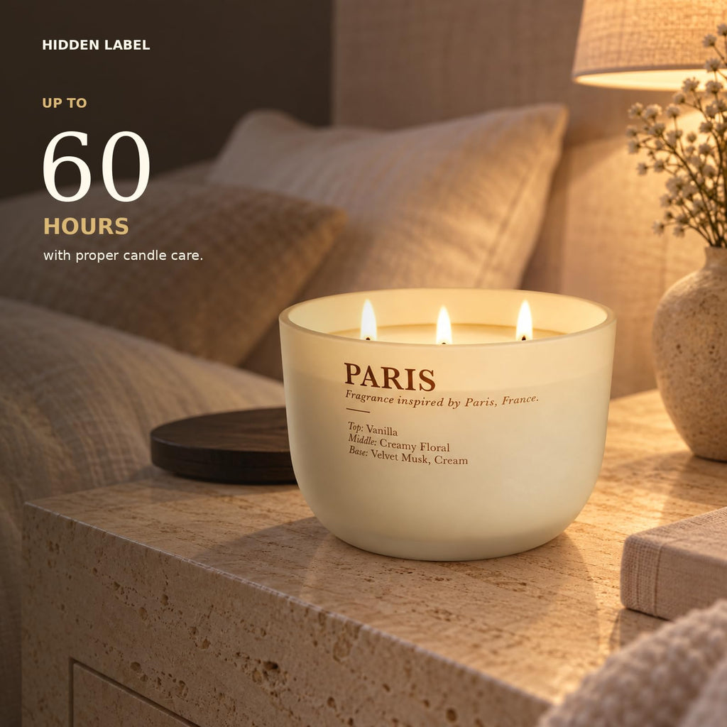 Vanilla Cream Scented Candle, 16 oz, 3-Wick Soy Wax A790840