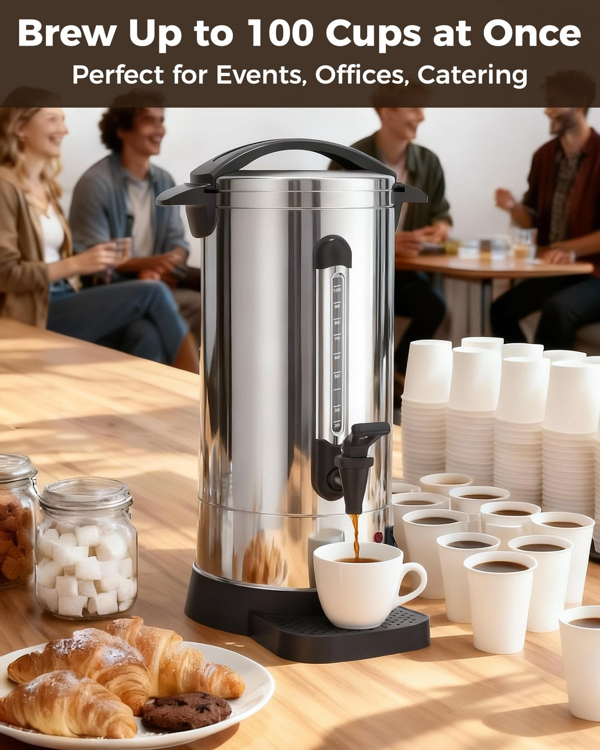 1500W 100 Cup Stainless Steel Commercial Coffee Urn S243