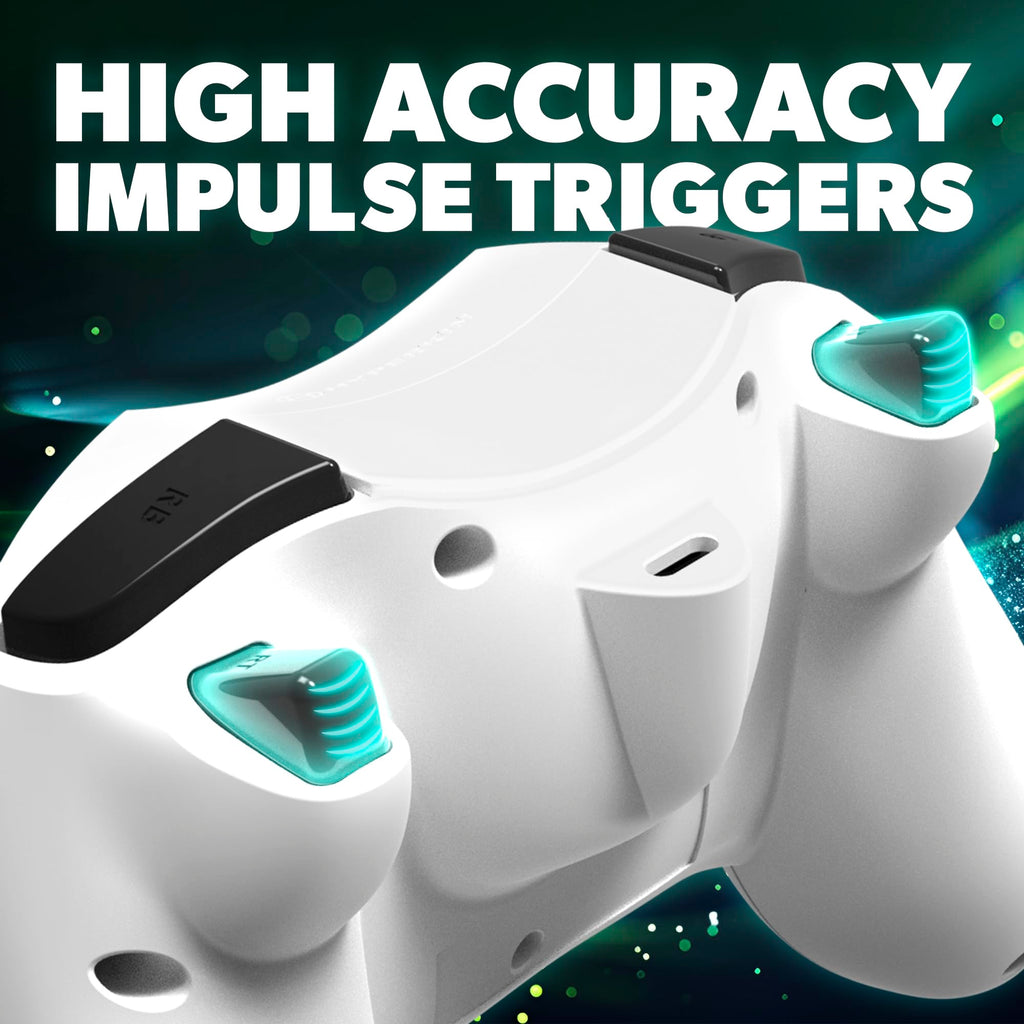 White Wired Controller with Hall Effect Joysticks, Audio Jack, Impulse Triggers M653