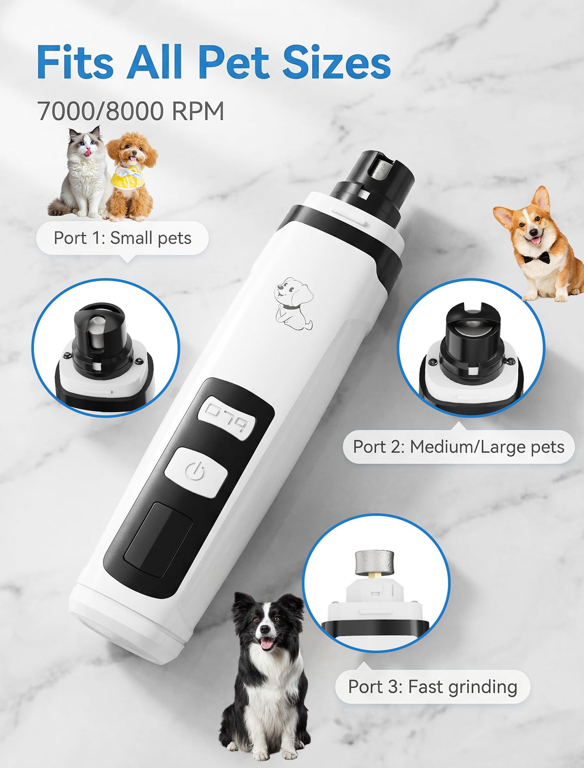 Dog Nail Grinder, 2-Speed with Light R7070