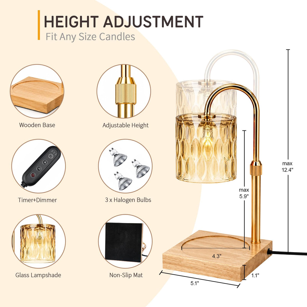 Adjustable Dimmable Candle Warmer Lamp with Timer T44944