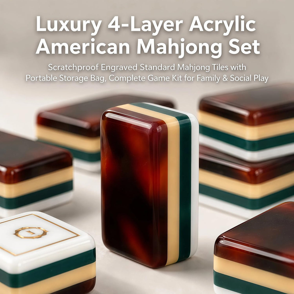 4 Layer Acrylic Mahjong Tile Set Z91640