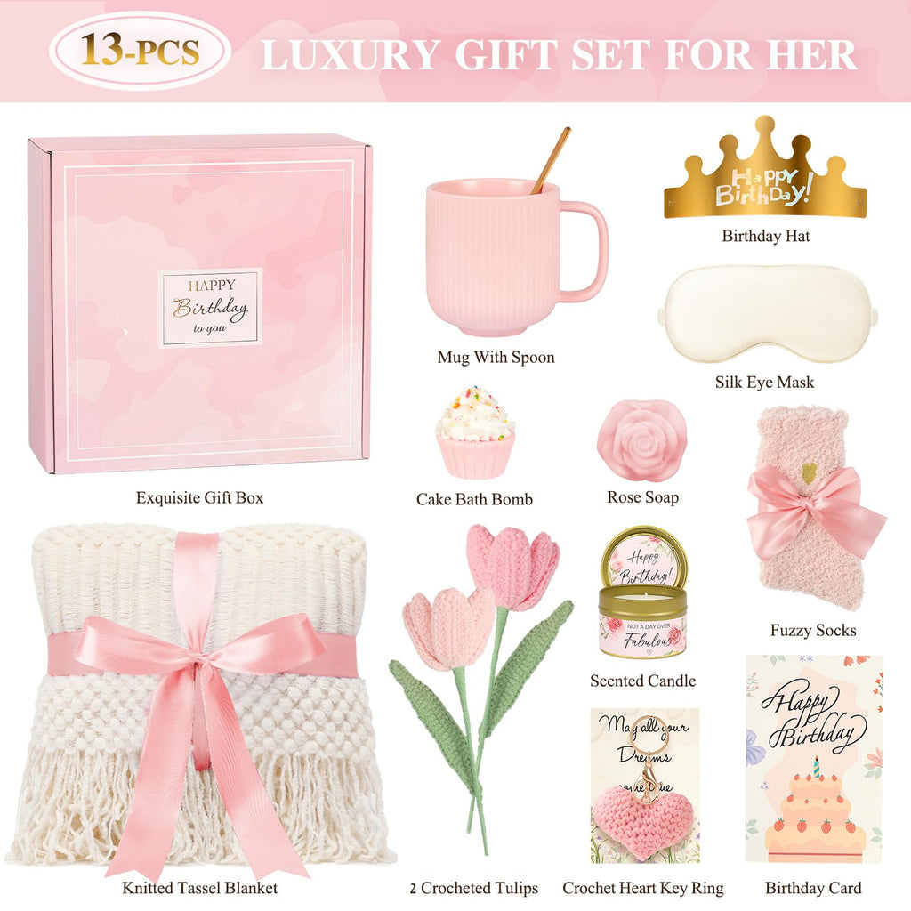 13PCS Spa Self Care Gift Basket Set Rose H8651