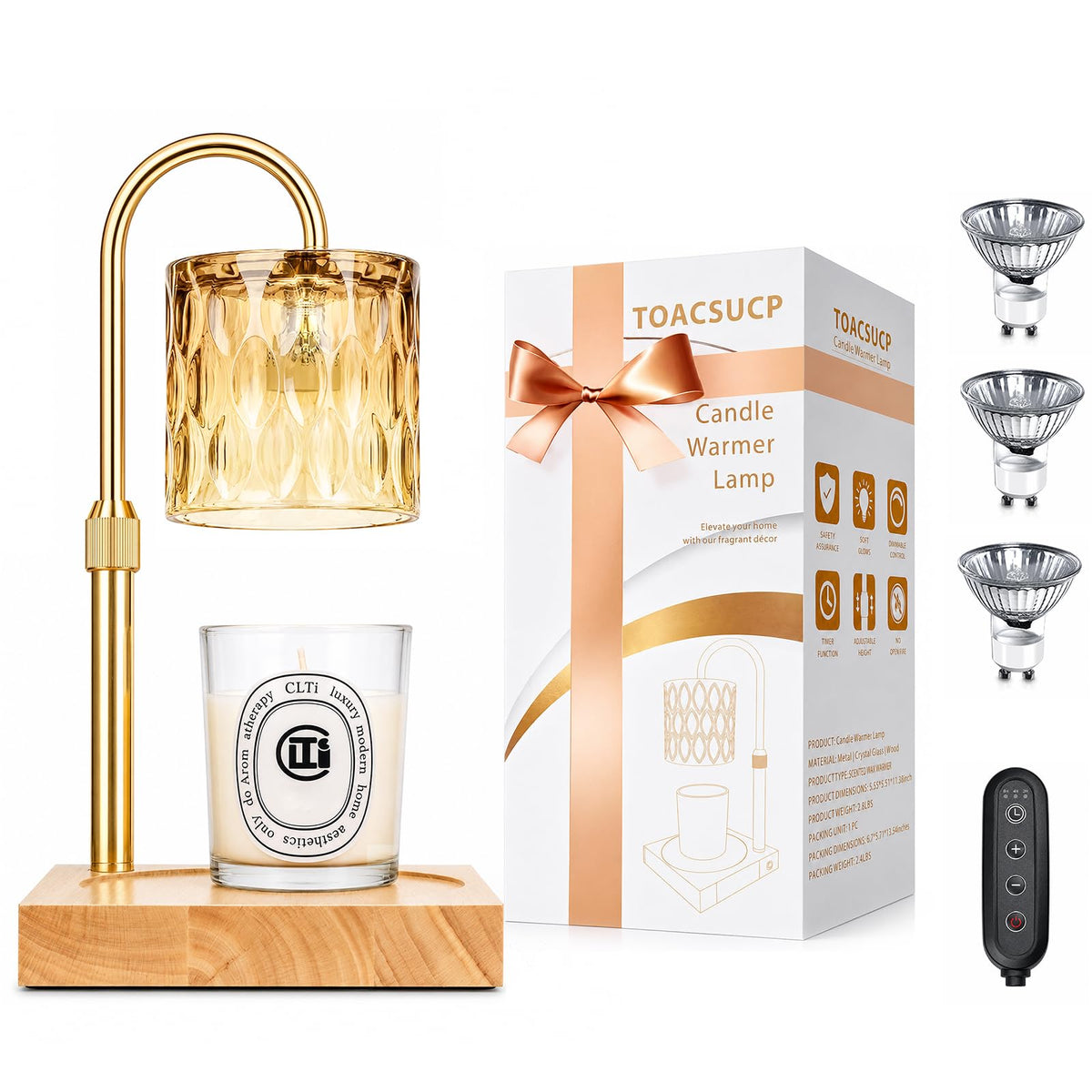 Adjustable Dimmable Candle Warmer Lamp with Timer T44944