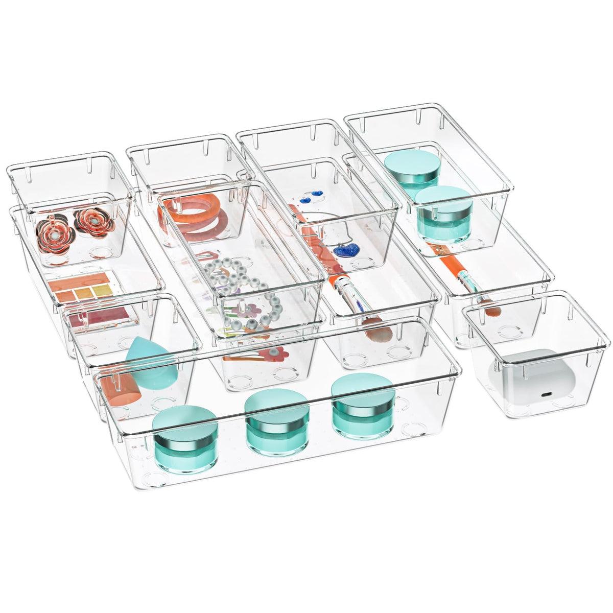 12 Pack Clear Drawer Organizer Set U549