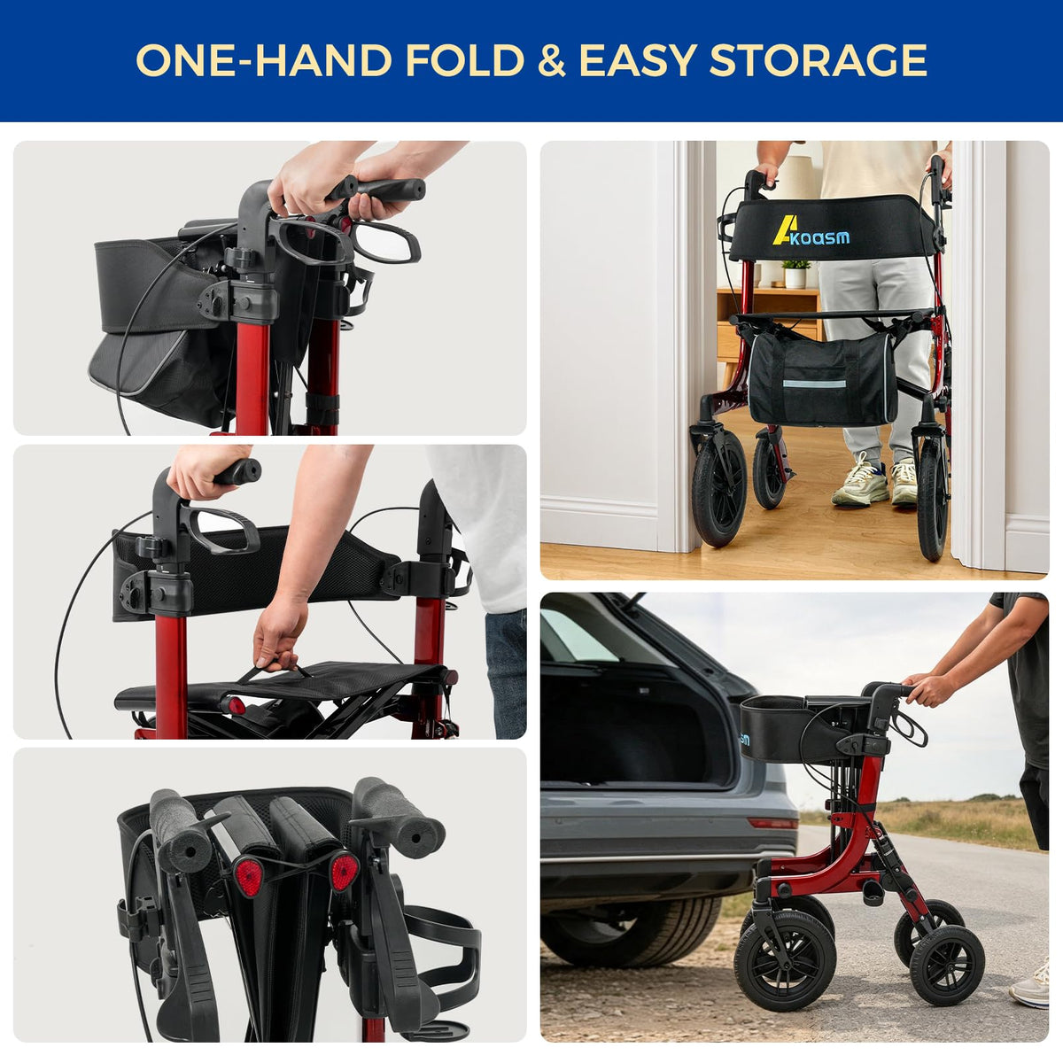 Outdoor Rollator Walkers with 12" Front Wheels F47545