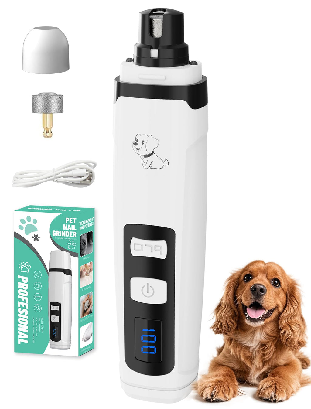 Dog Nail Grinder, 2-Speed with Light R7070