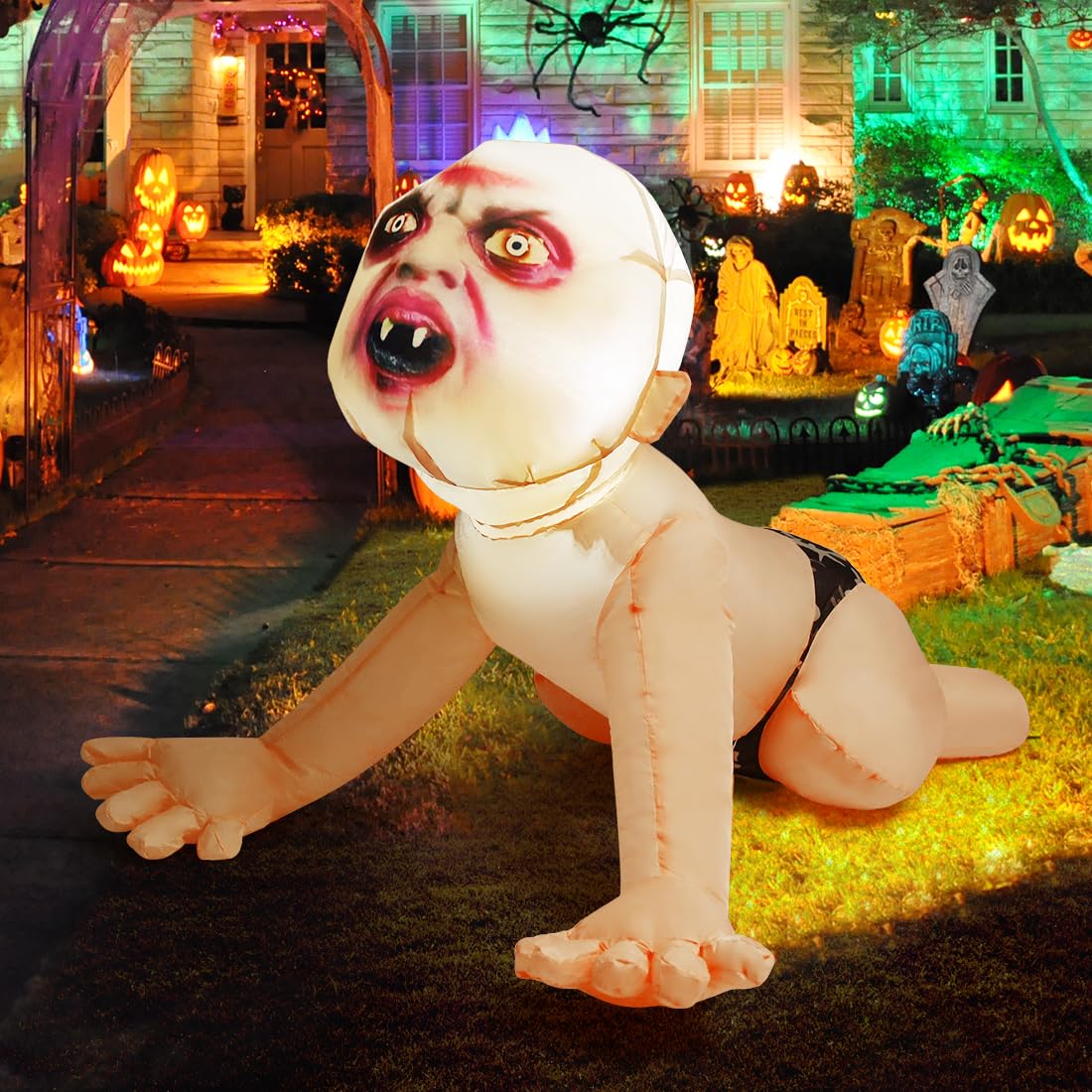 4 FT Inflatable Zombie with Built-in LEDs G489857