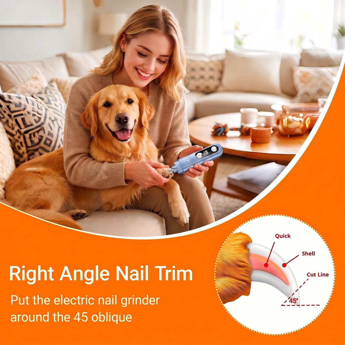 5-Speed Ultra Quiet Dog Nail Grinder with LED Light P28708