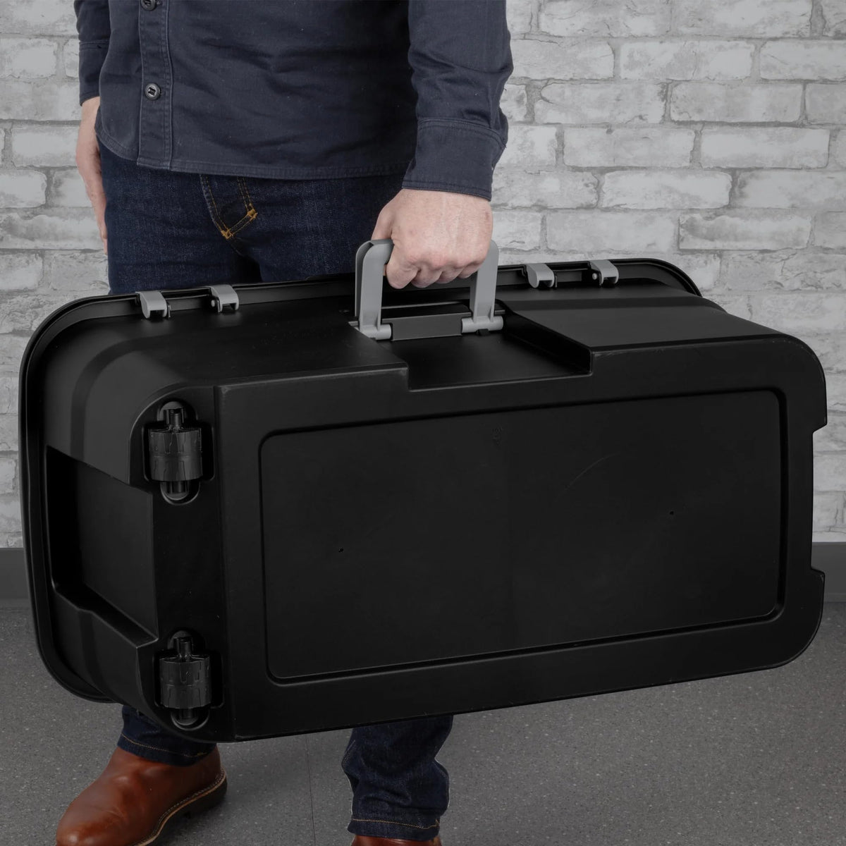 Black Plastic Storage Footlocker with Wheels K1346