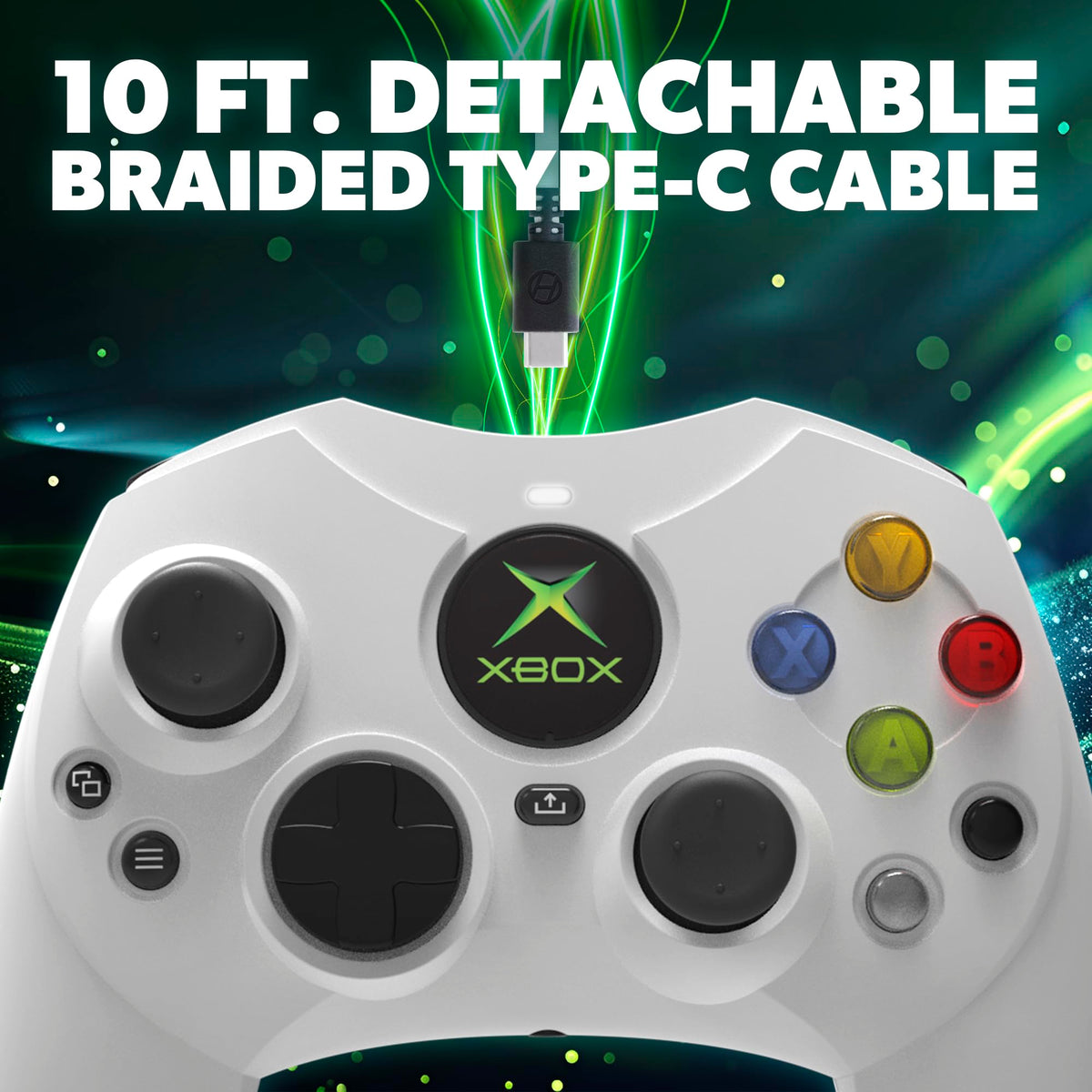 White Wired Controller with Hall Effect Joysticks, Audio Jack, Impulse Triggers M653