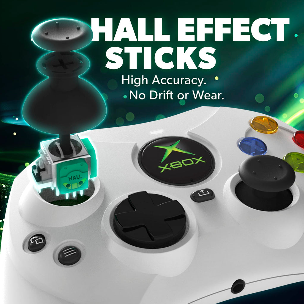 White Wired Controller with Hall Effect Joysticks, Audio Jack, Impulse Triggers M653