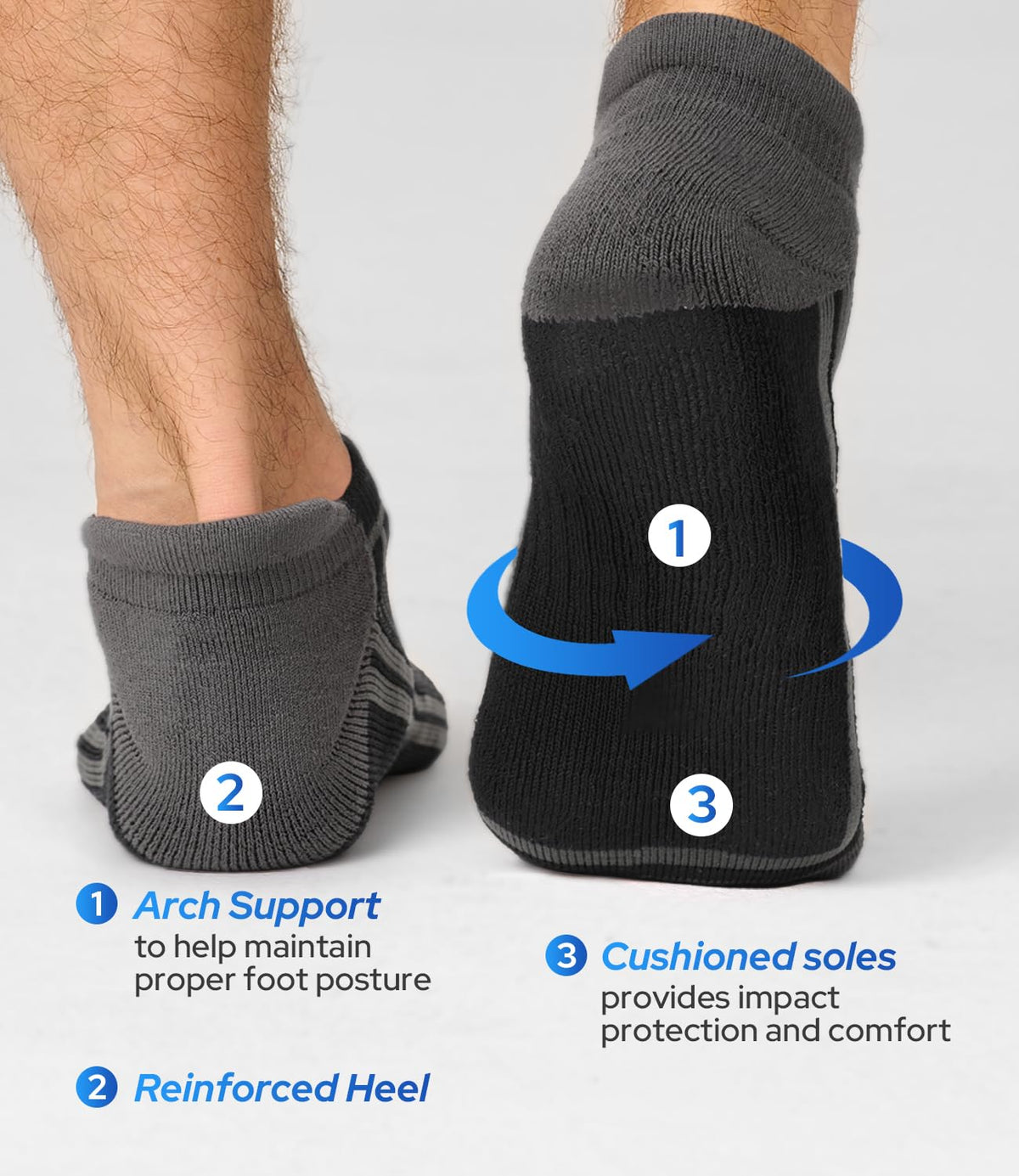 Moisture Wicking Cushioned Athletic Ankle Socks 8 Pack W230078