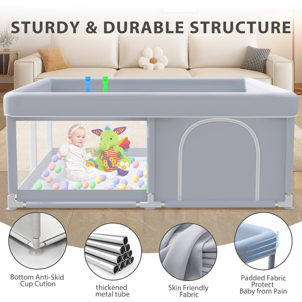 50 x 50 Inch Baby Playpen with Breathable Mesh U868648
