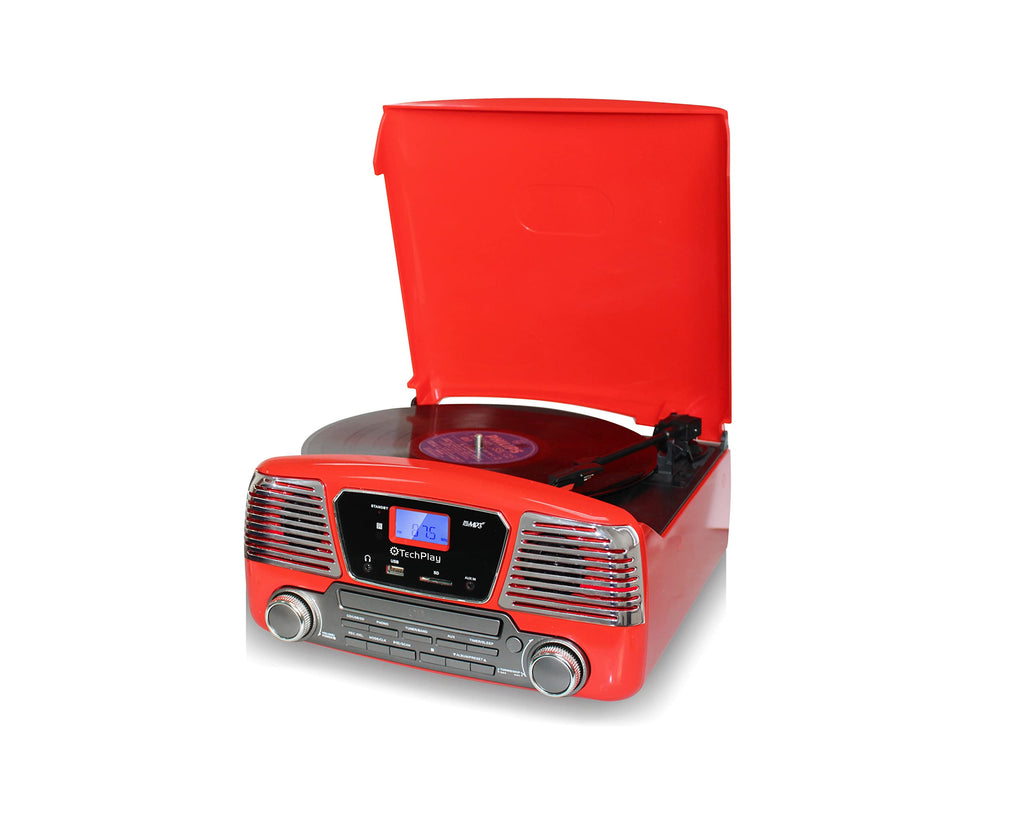 Red 3 Speed Turntable CD Player H4162