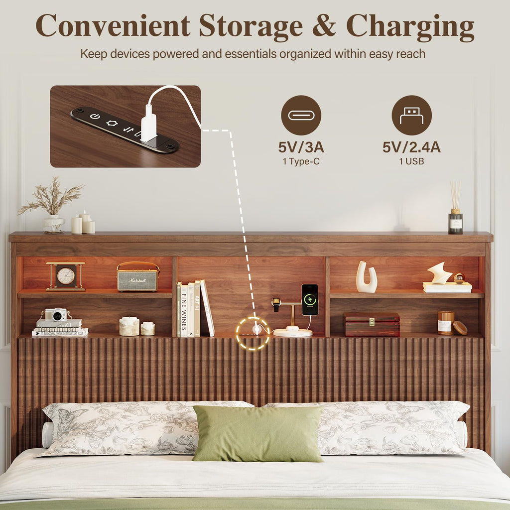 Queen Size Bed Frame with 4 Storage Drawers F223455