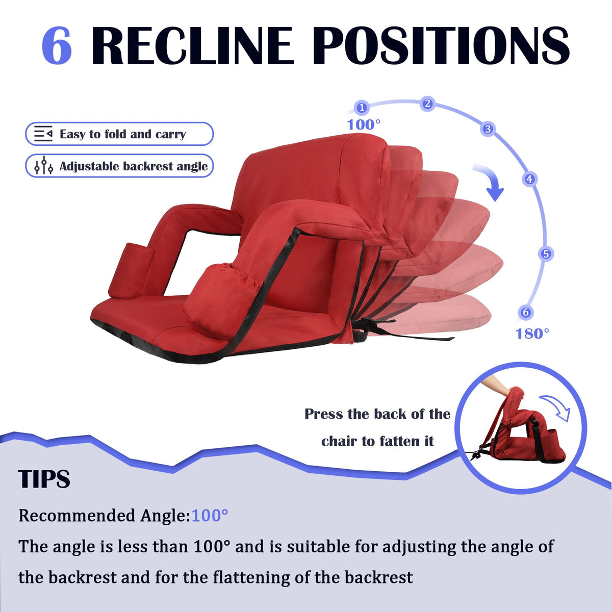 Reclining Bleacher Chair with Back Support S118443