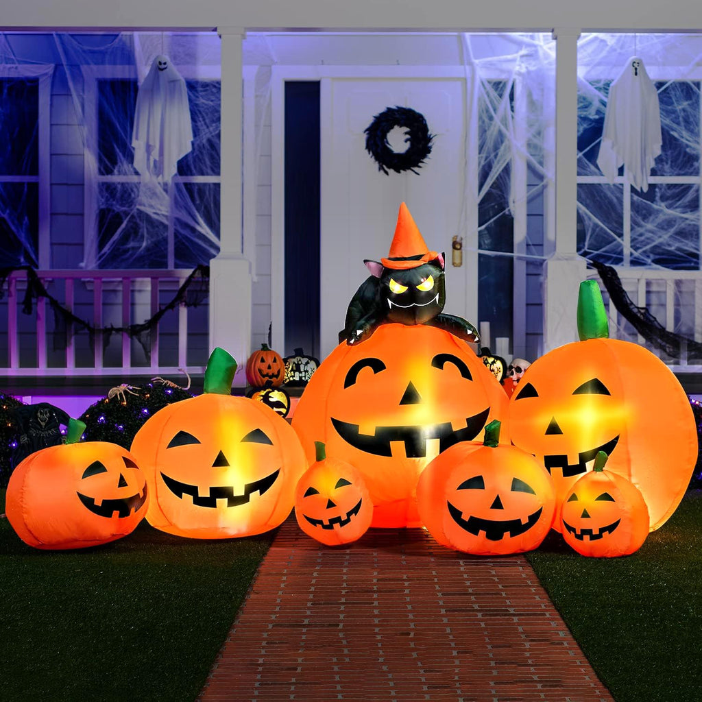 7 FT Long Halloween Inflatables Pumpkin Outdoor Decoration D149